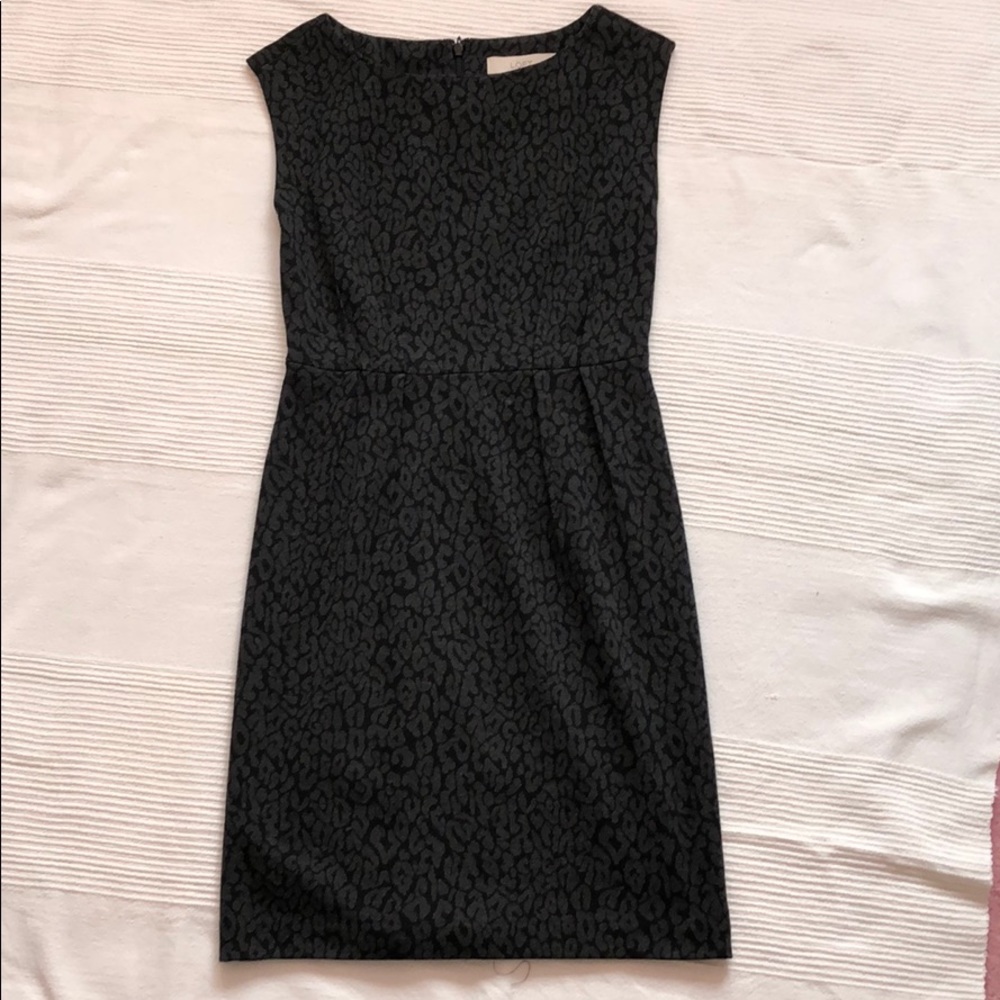 LOFT Gray Animal Print Sheath Dress